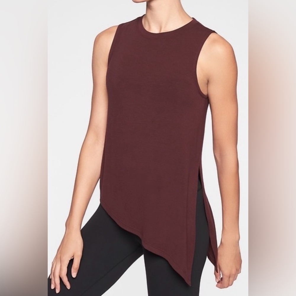 Athleta Burgundy Cloudlight Asym Side Tie Tank Size Small Petite